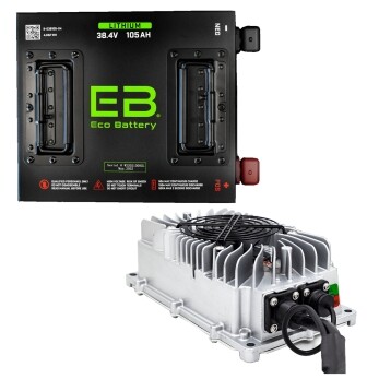38V 105AH Eco LifePo4 Lithium Battery Bundle with 15A Charger - Cube Style Battery