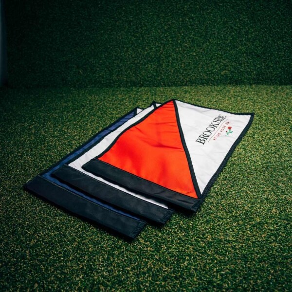 Custom Diagonal Embroidered Logo Regulation Pin Flags