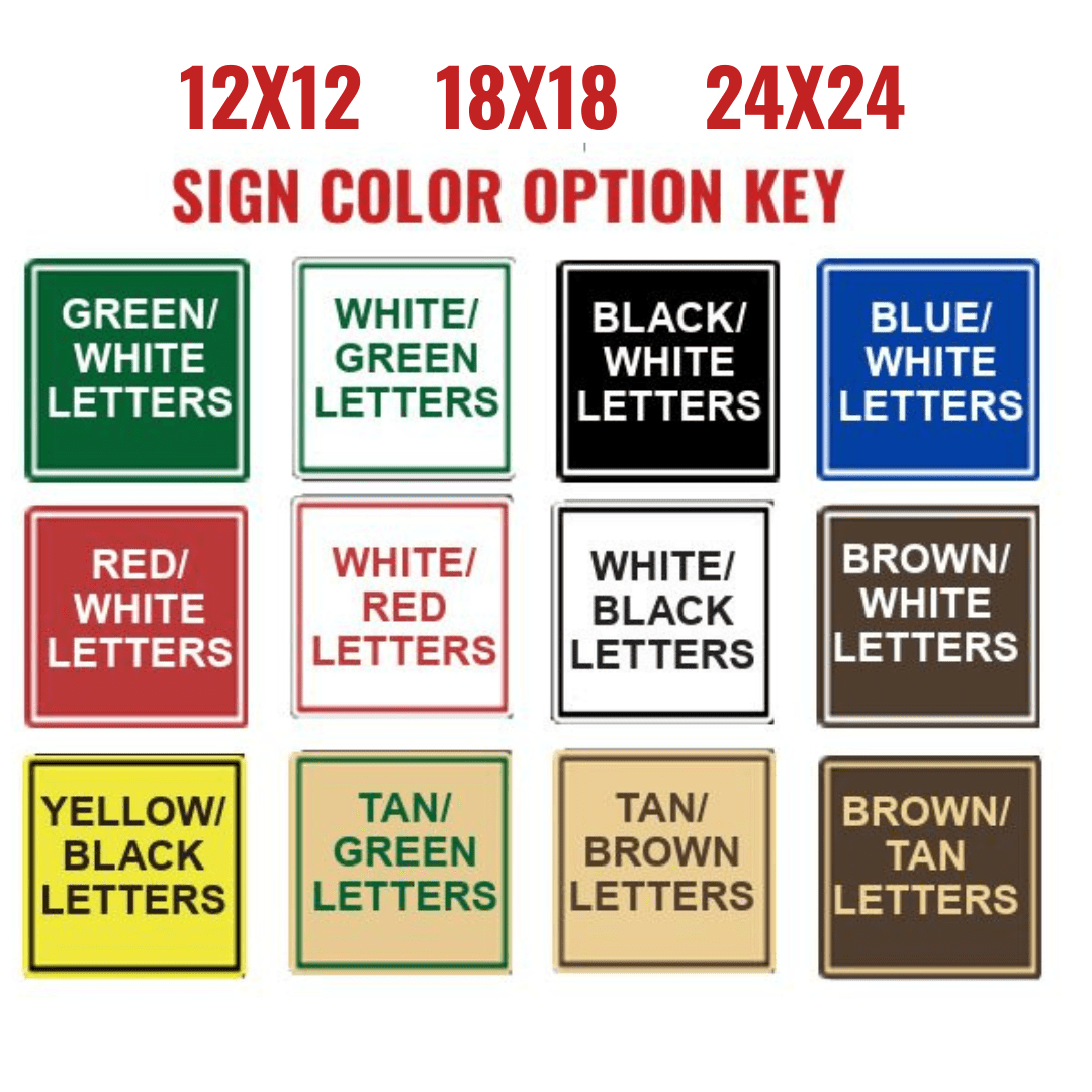 Custom Perma-Core Plastic Course Signs - color option key