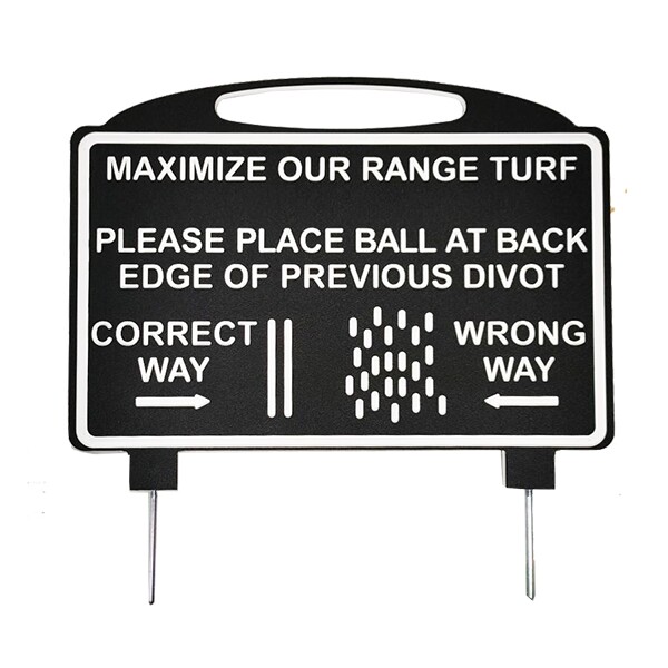 Image of Driving Range Divot Pattern Sign in black and white border and text