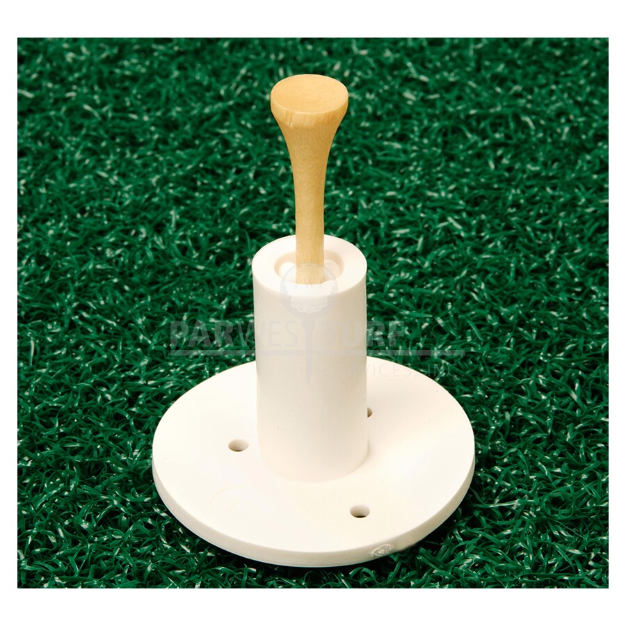 White rubber tee holder for wooden golf tees