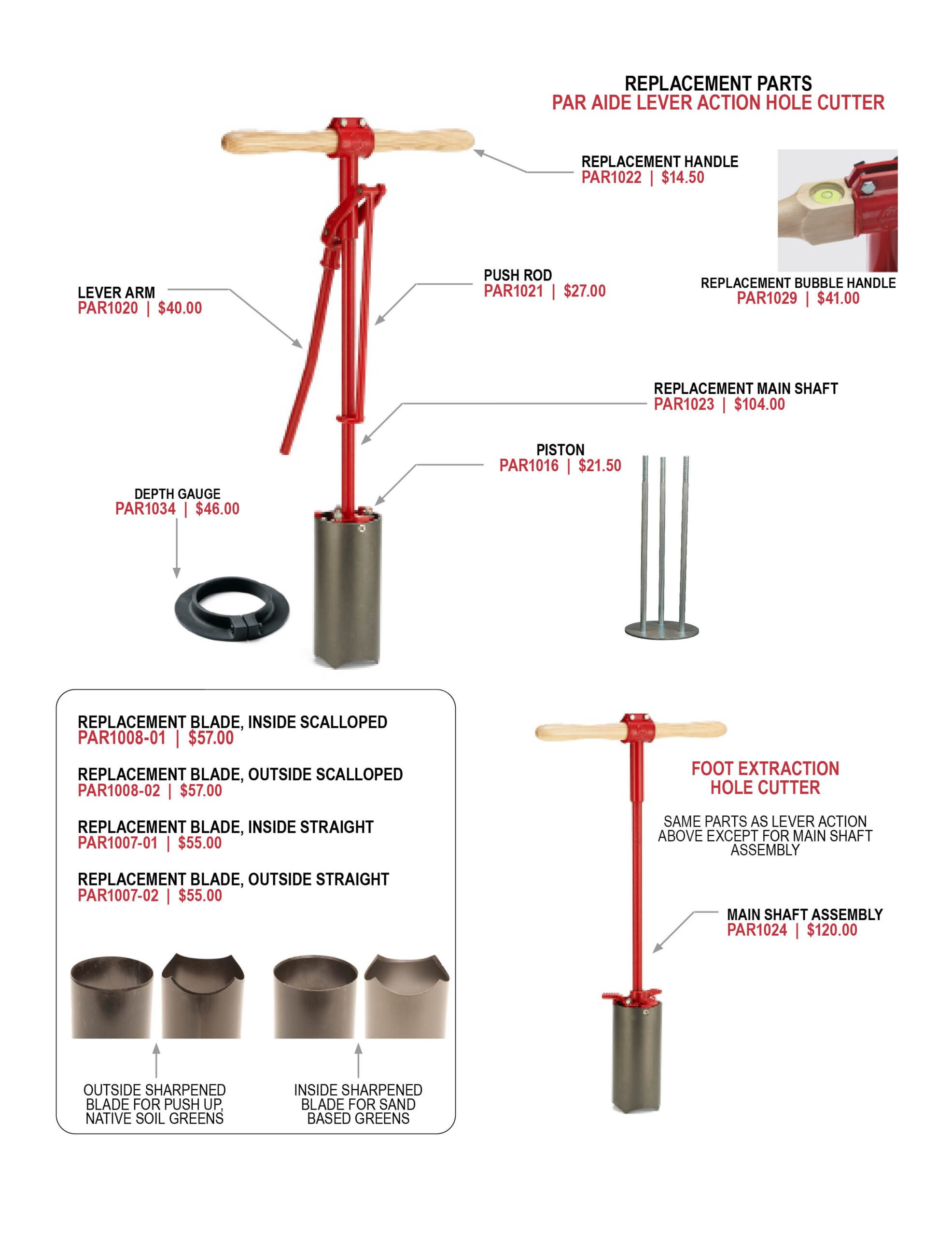 Par Aide Holecutter Parts - Lever or Foot Action