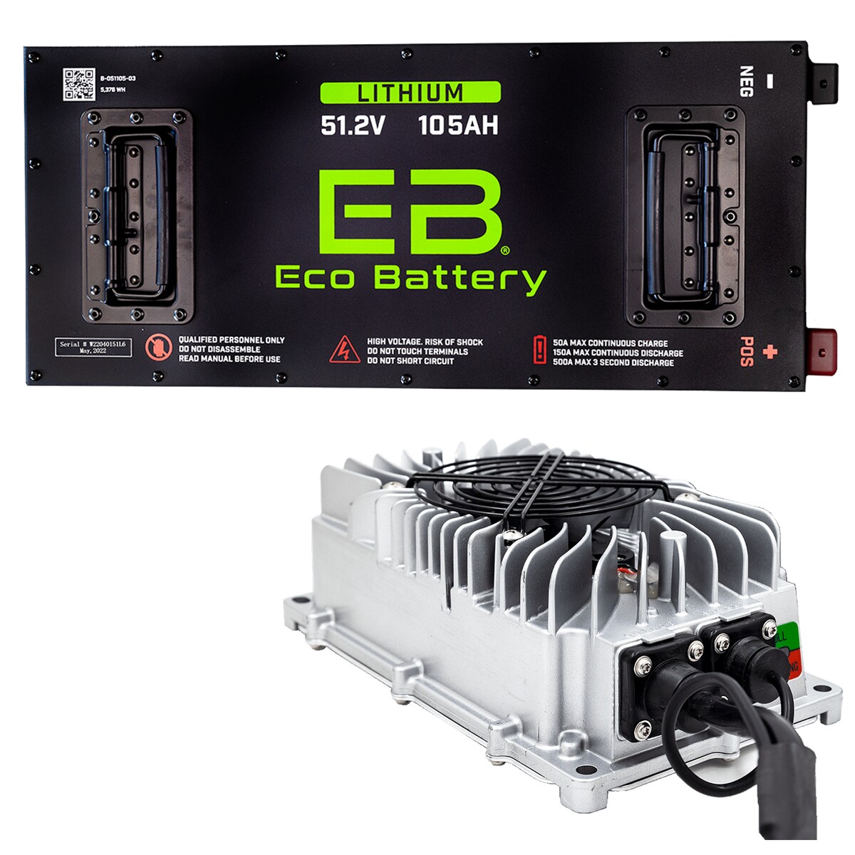 51V 105AH Eco LifePo4 Lithium Battery Bundle with Charger – Skinny Style Battery