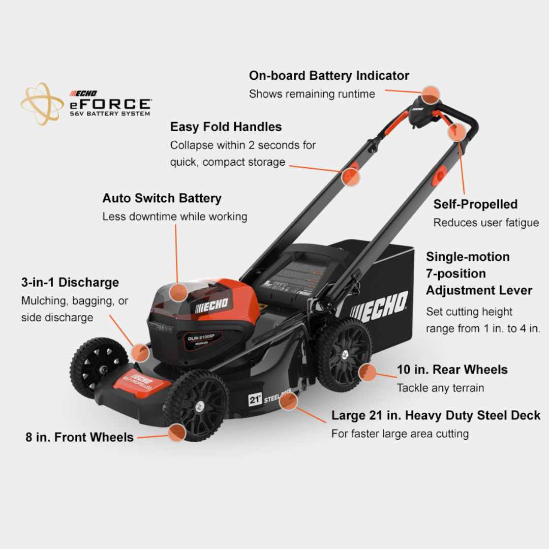 Echo eFORCE® 21 in. Self-Propelled 3-in-1 Lawn Mower - DLM-2100SP
