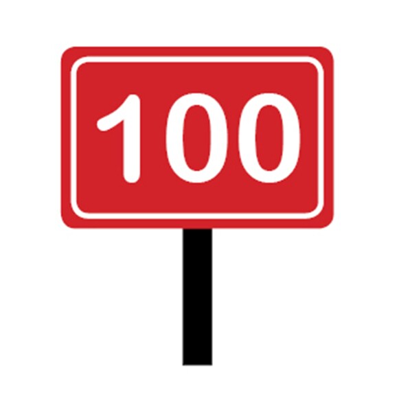 Image of red horizontal range yardage marker on post