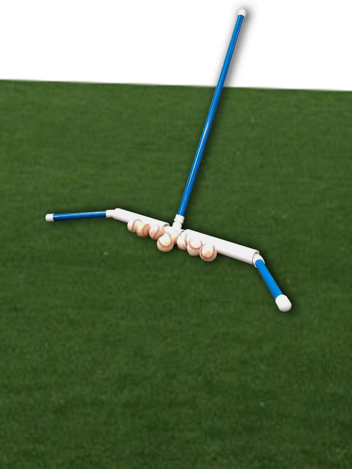 Batting cage baseball sweeper pushing balls