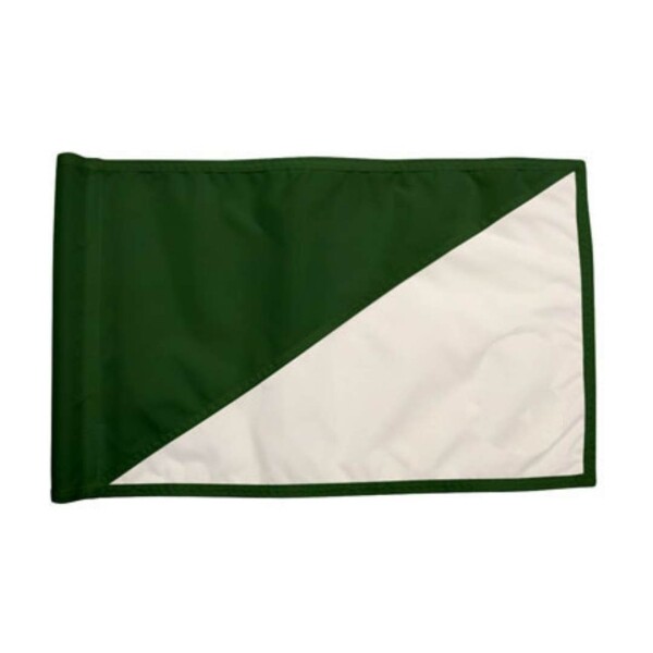 Diagonal Regulation Golf Pin Flag -Forest Green_White