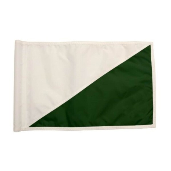 Diagonal Regulation Golf Pin Flag -White_Forest Green