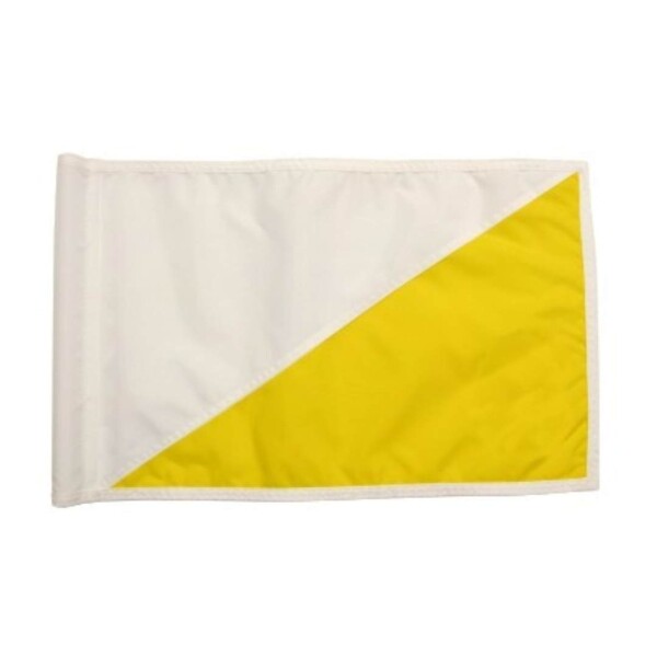 Diagonal Regulation Golf Pin Flag -White_Yellow