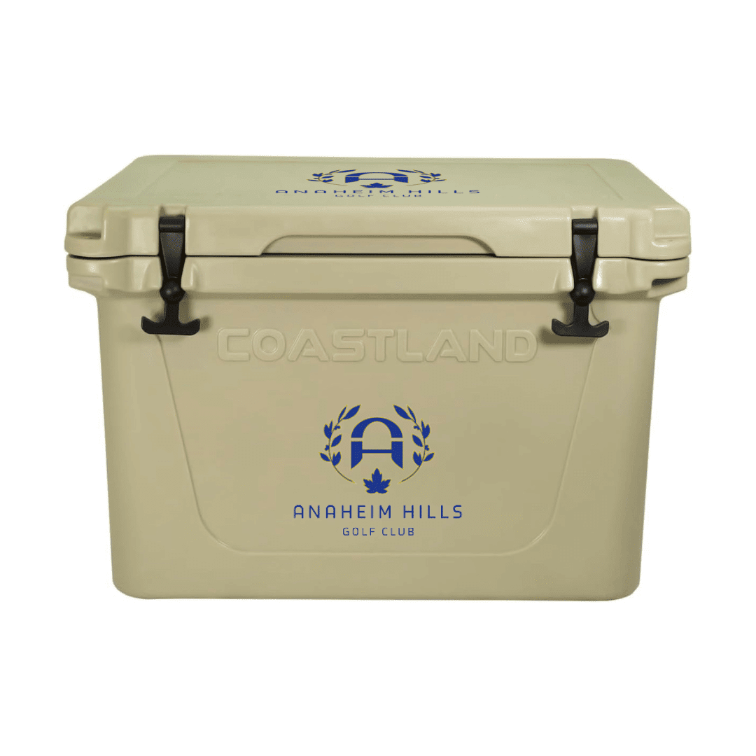 Portable Tournament Cooler with Logo - Tan - 65 Quart