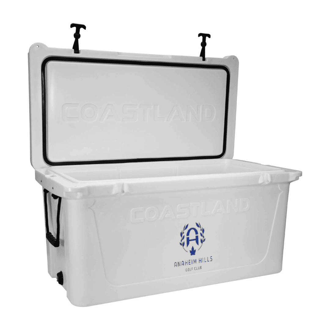 Portable Tournament Cooler with Logo - White - 125 Quart 3
