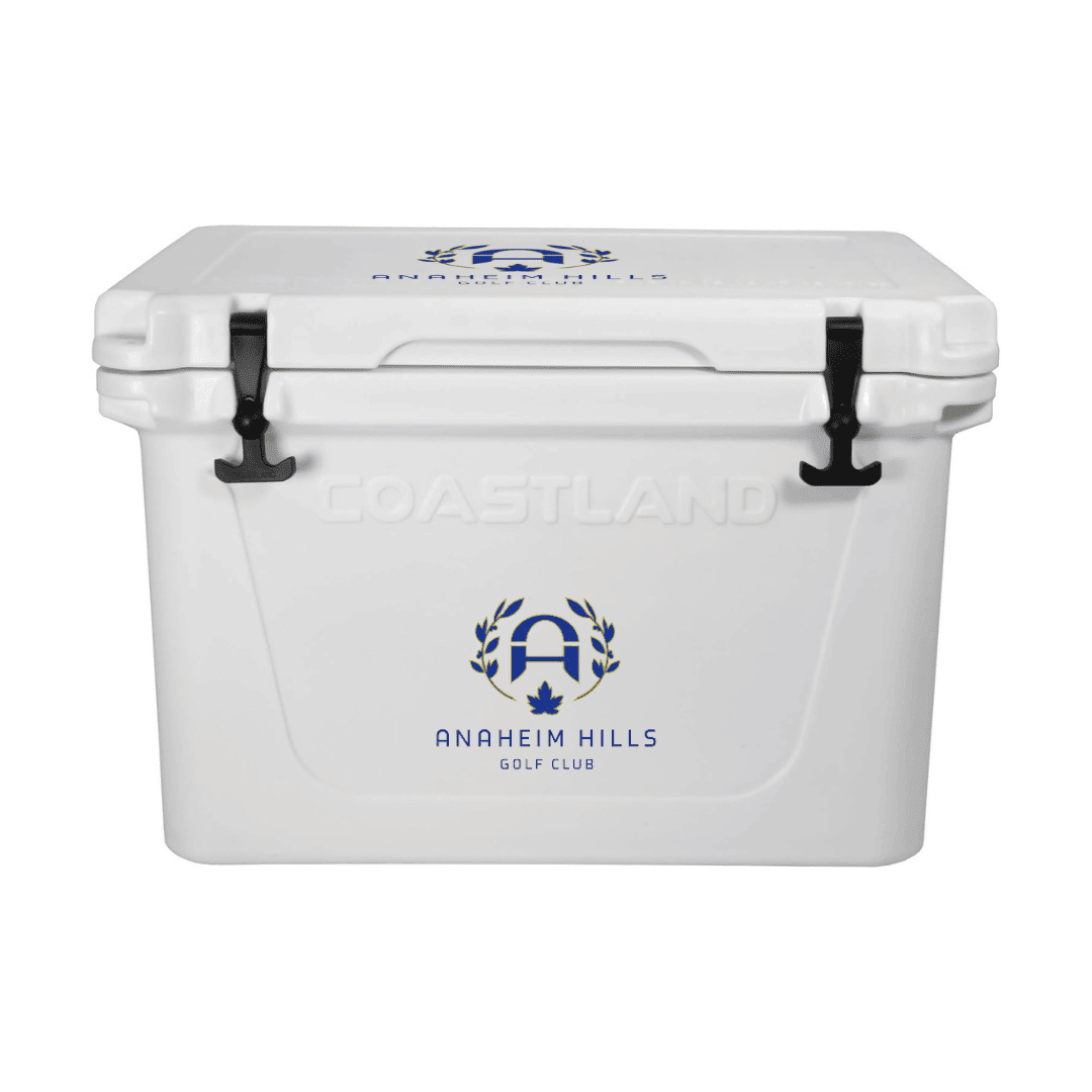 Portable Tournament Cooler with Logo - White - 65 Quart