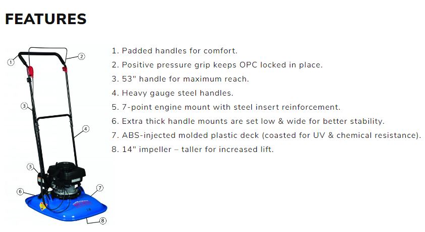 Image of features for the Air Force Hover Mower F-19
