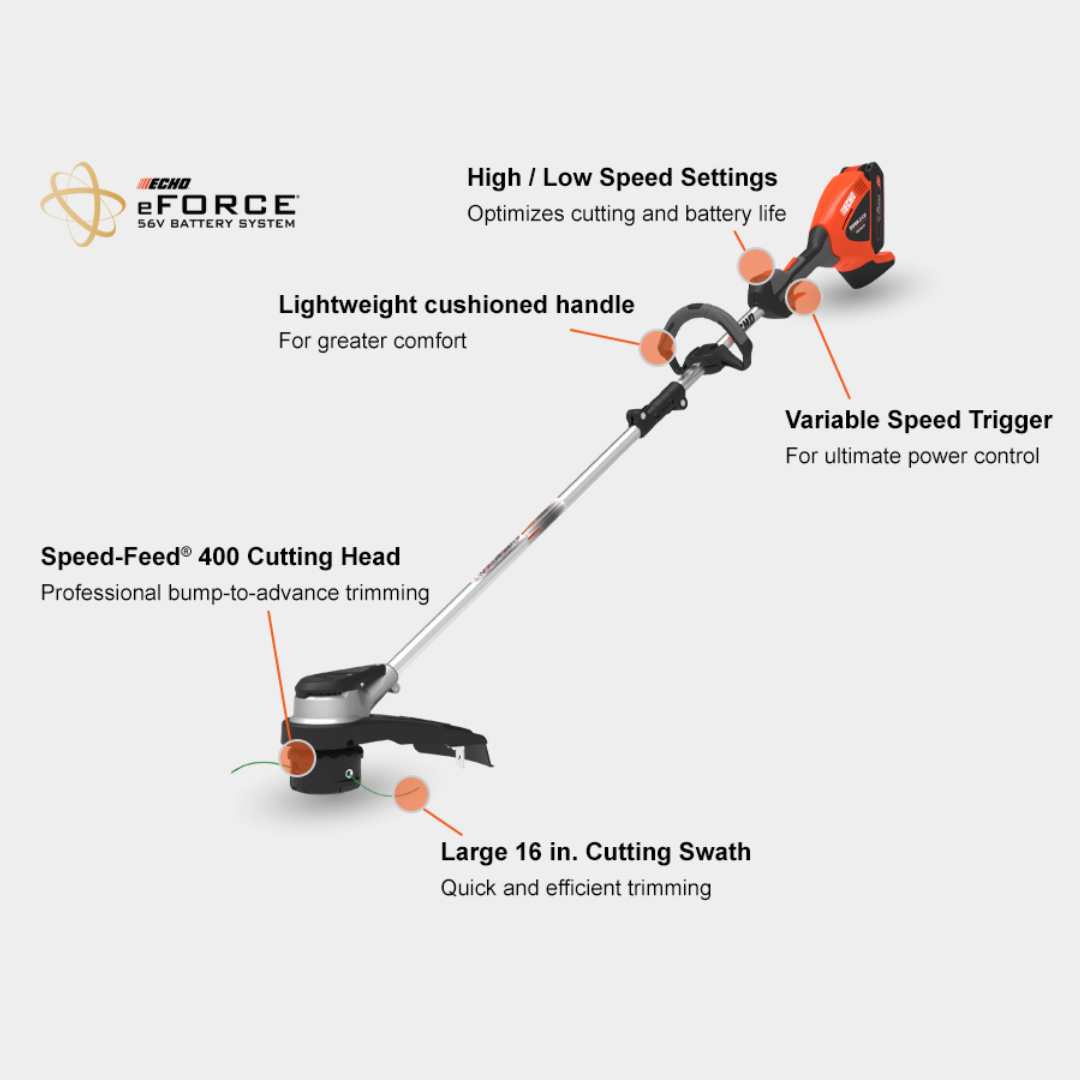 Echo eFORCE® 16 in. Battery Powered String Trimmer - DSRM-2100 Features