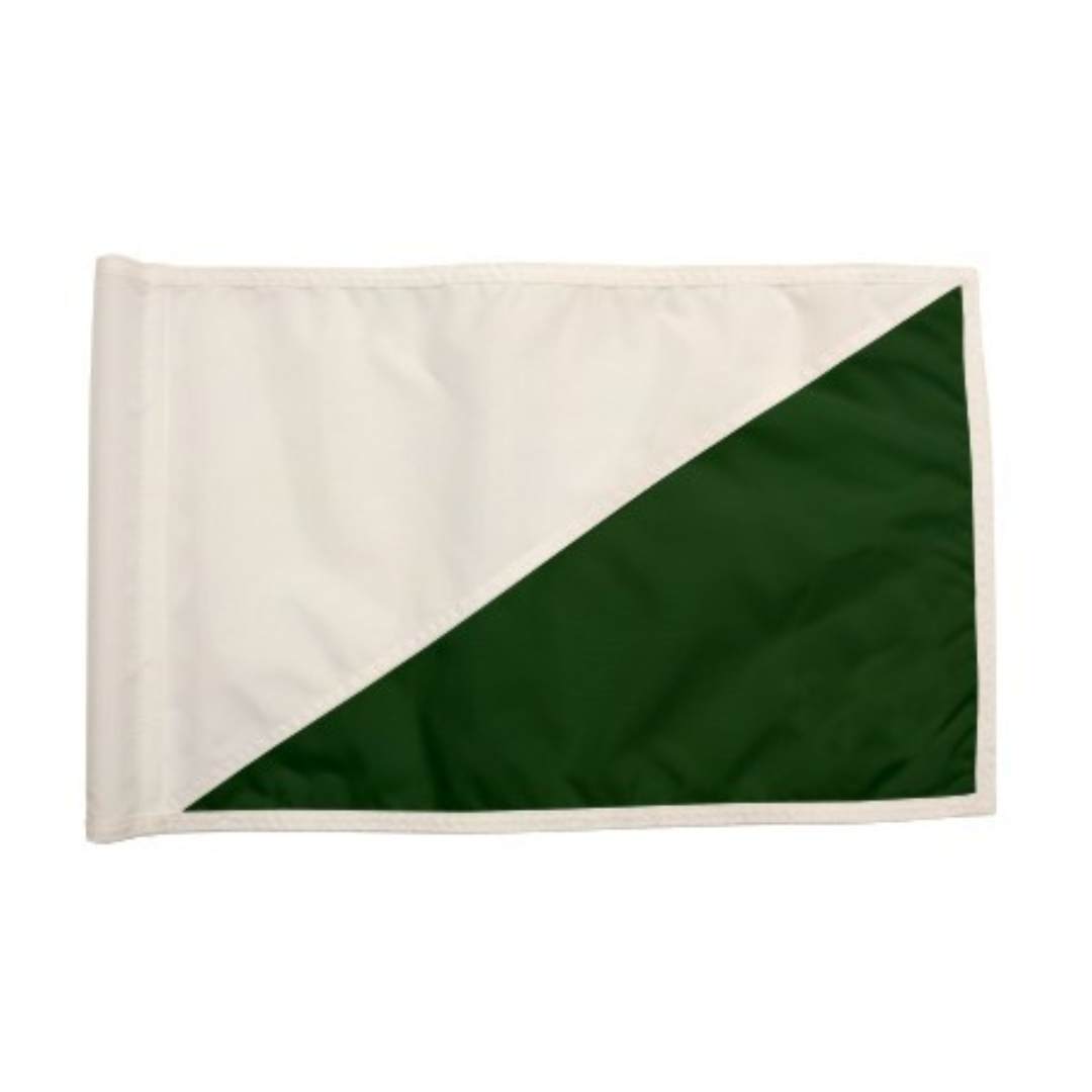 Diagonal Regulation Golf Pin Flag -White_Forest Green