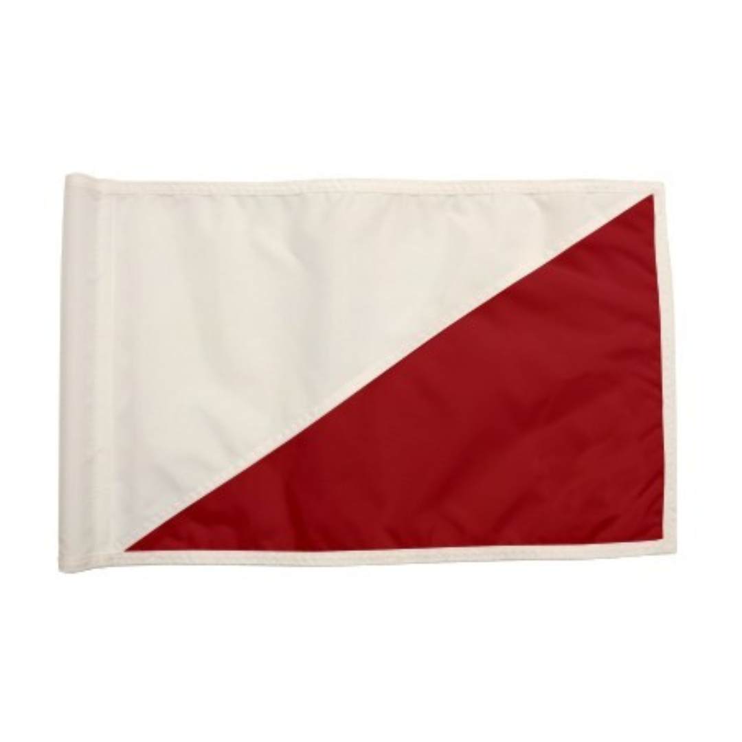 Diagonal Regulation Golf Pin Flag -White_Red