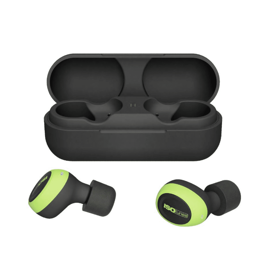 ISOtunes FREE 2.0 Noise-Isolating Bluetooth Earbuds, 25 dB NRR- ISOtune Green