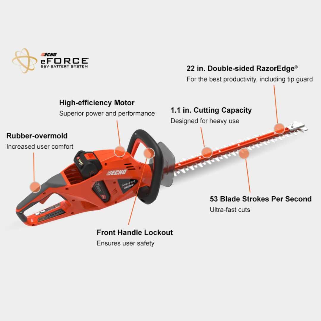 Echo eFORCE® Battery Powered Hedge Trimmer - DHC-2300 - Features