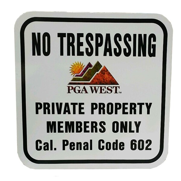 Image of No Trespassing Private Property Sign in white with black border and text