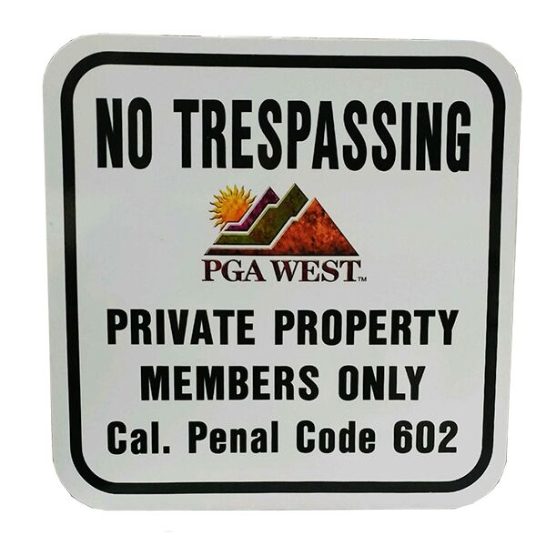 Image of No Trespassing Private Property Sign in white with black border and text