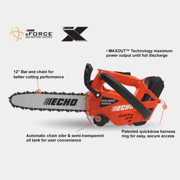 Echo eFORCE® 56V Battery Top Handle Chainsaw features