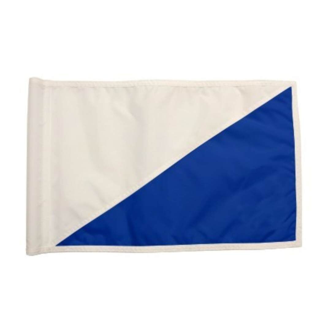 Diagonal Regulation Golf Pin Flag -White_Royal Blue